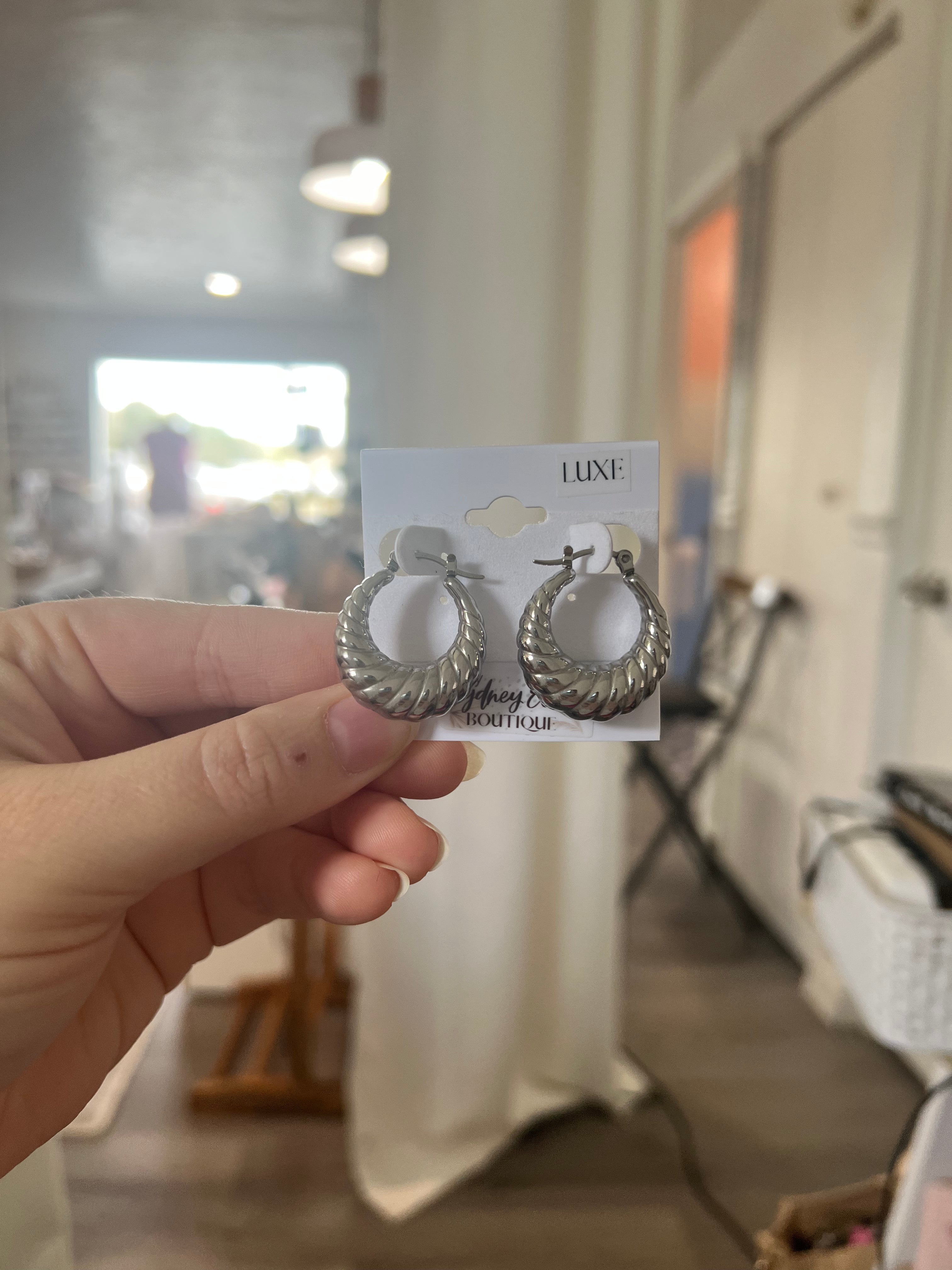 Twisted Silver Small Hoops | LUXE Earrings