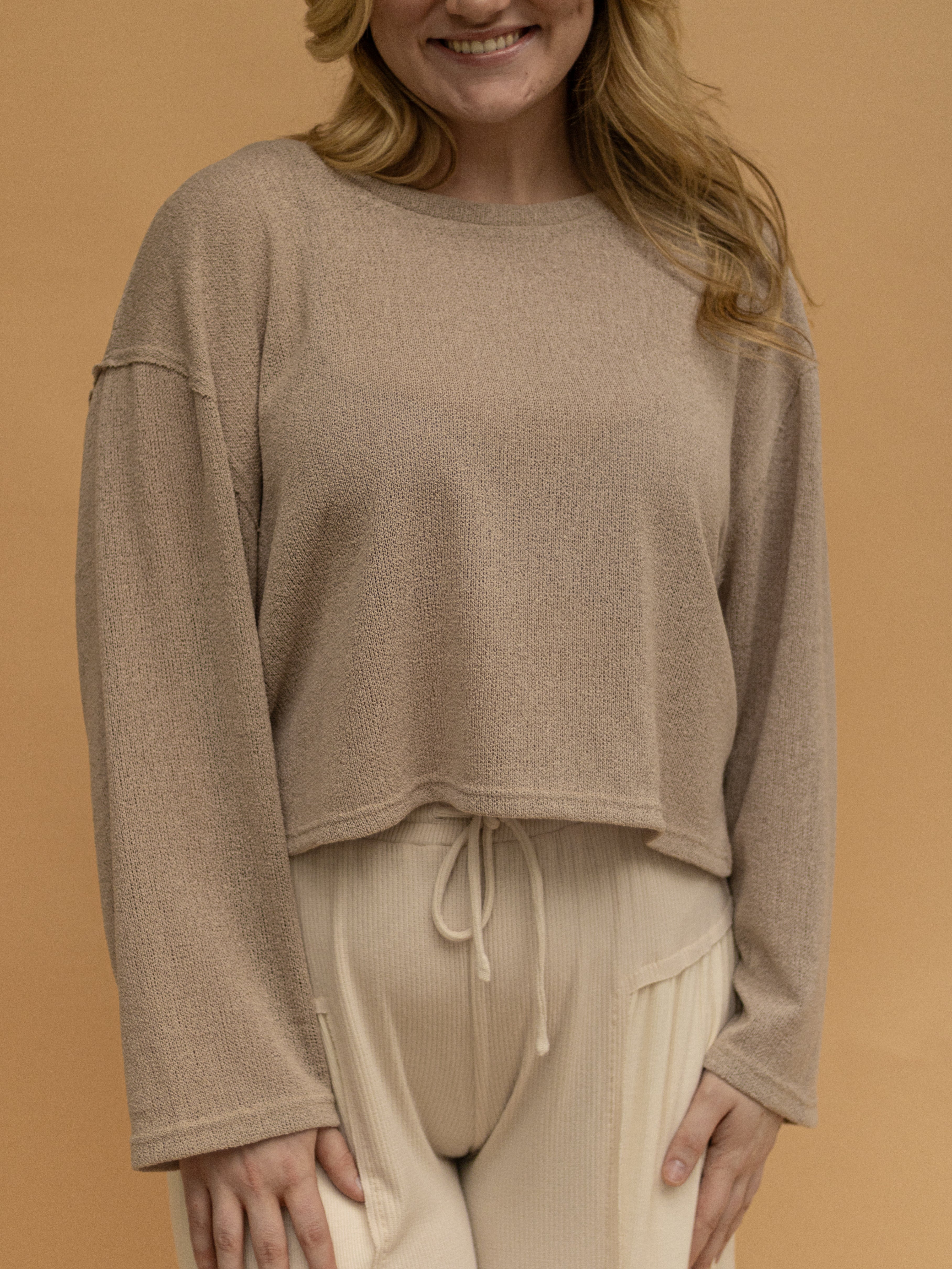 Vacay Time Lightweight Sweater Top - Beige