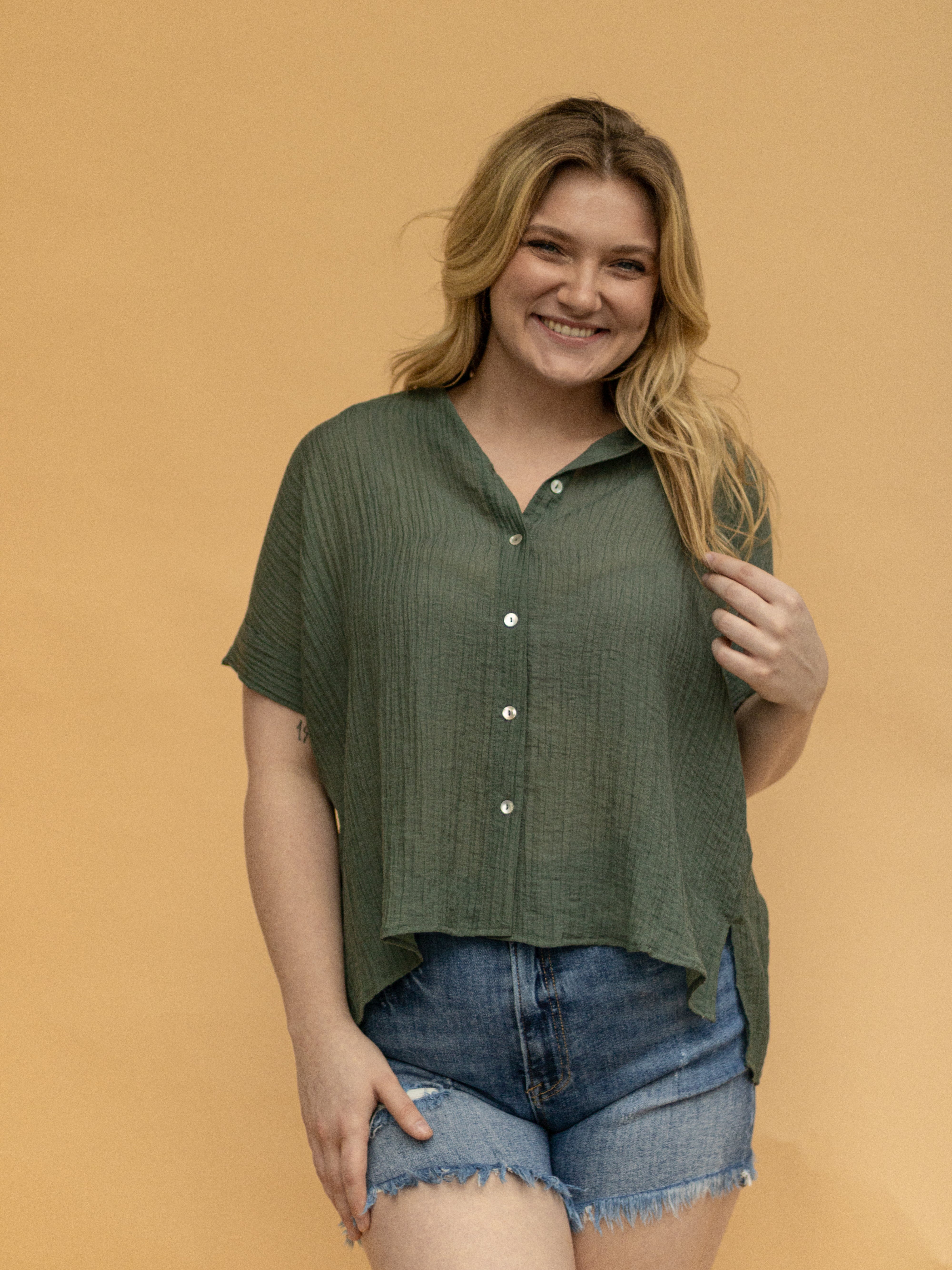 Forest Greens Button Up Top