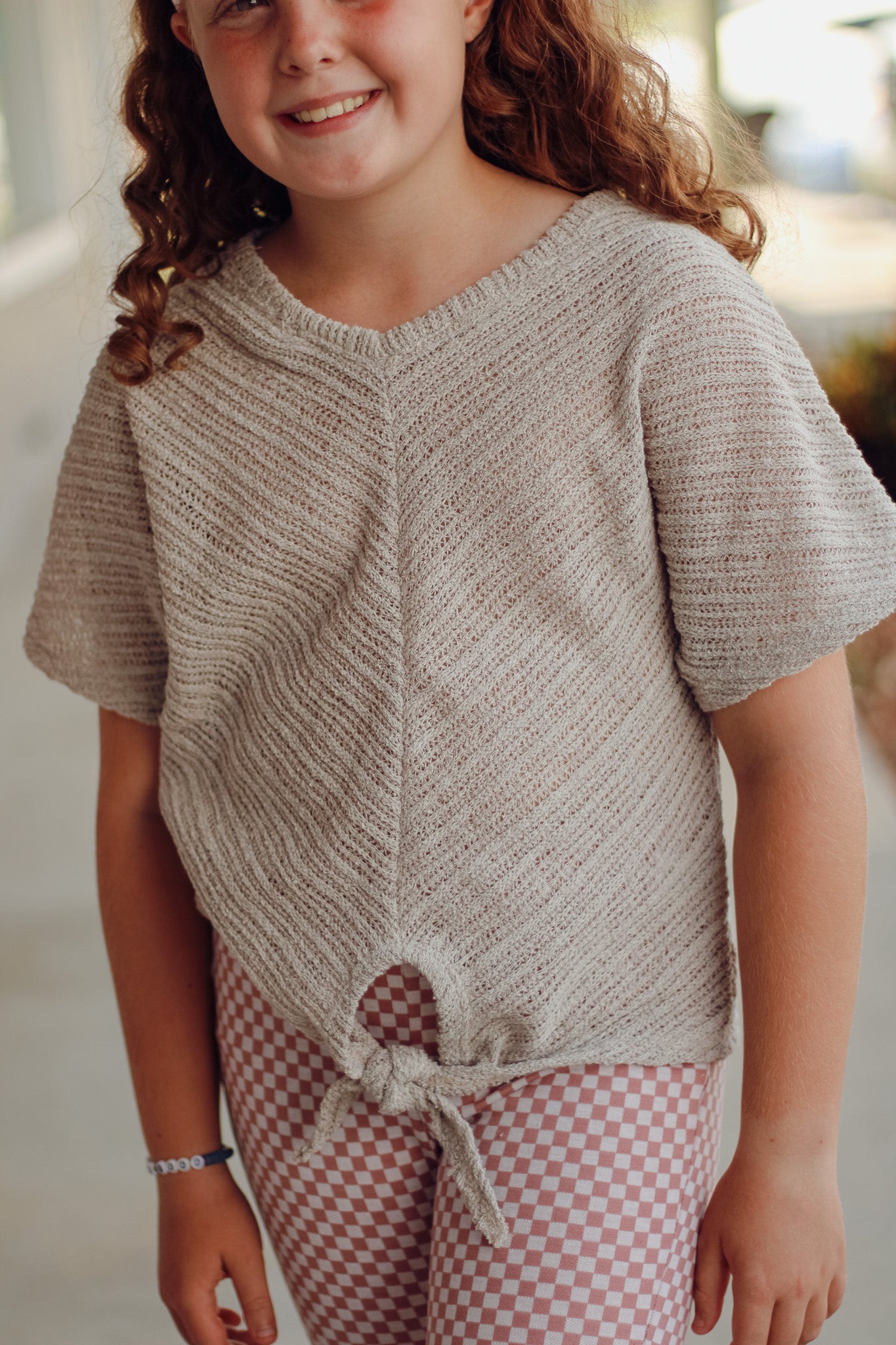 Girl's Taupe Sweater Top
