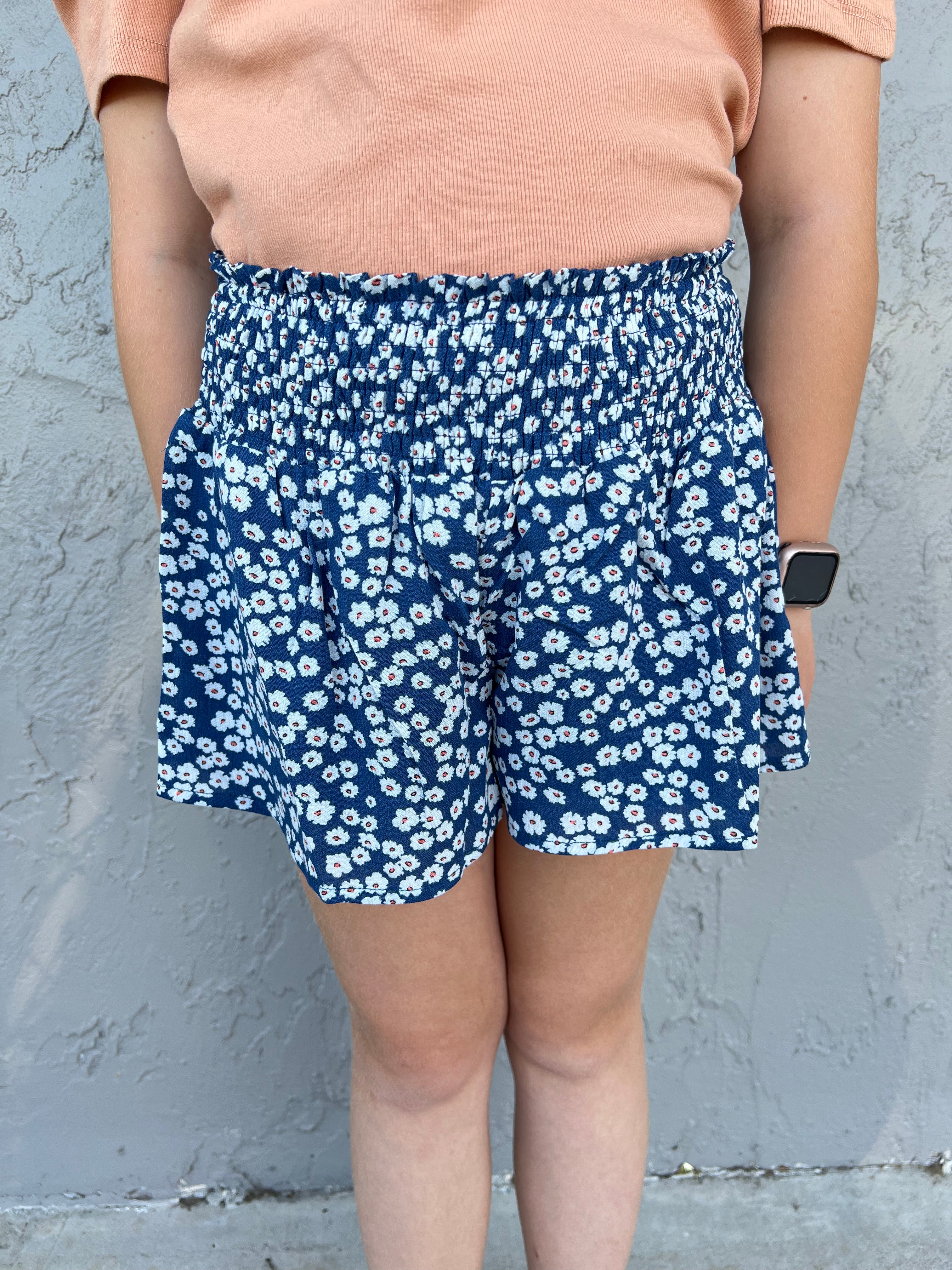 Girl's Blue Floral Shorts