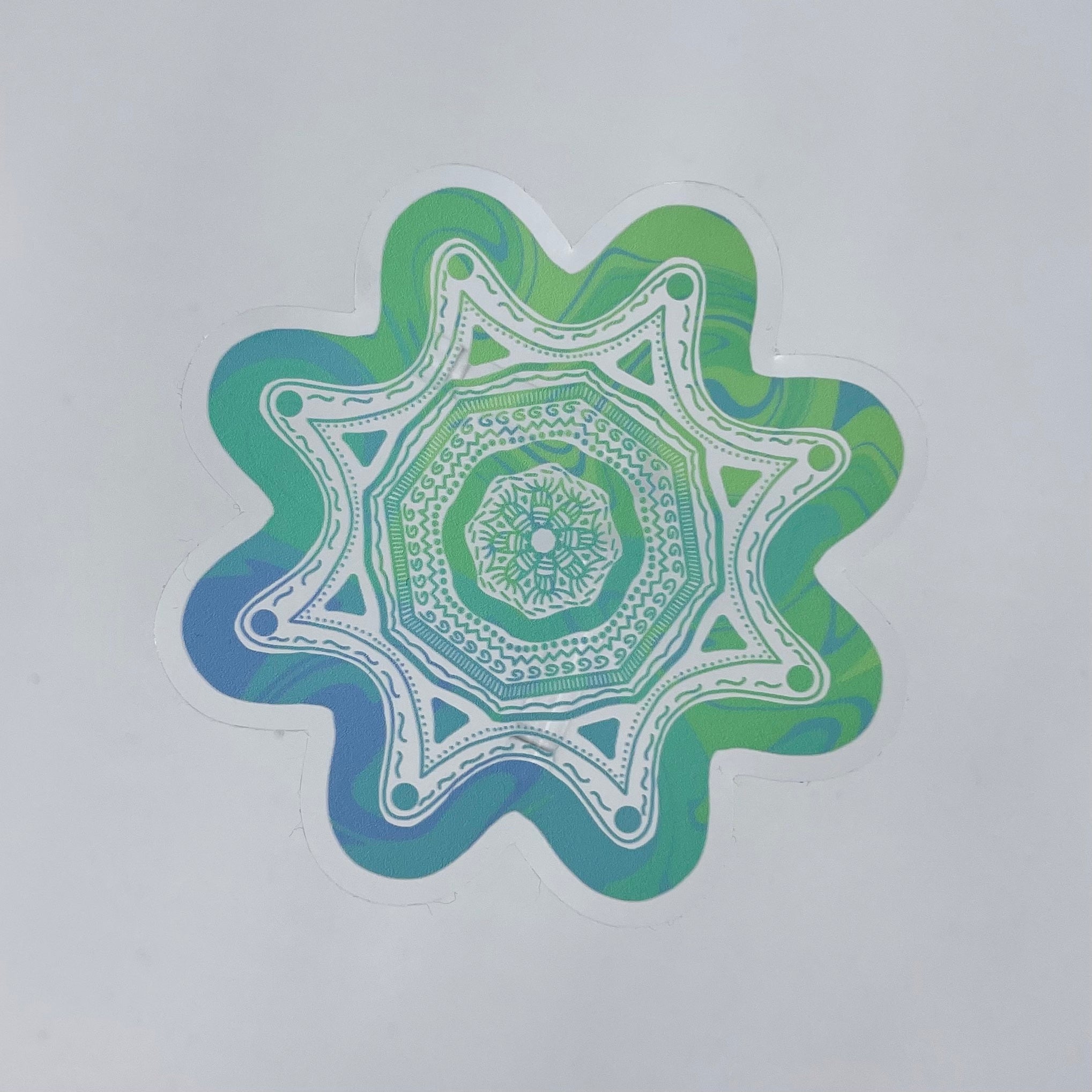 Blue and Green Mandala | Clear Waterproof Sticker